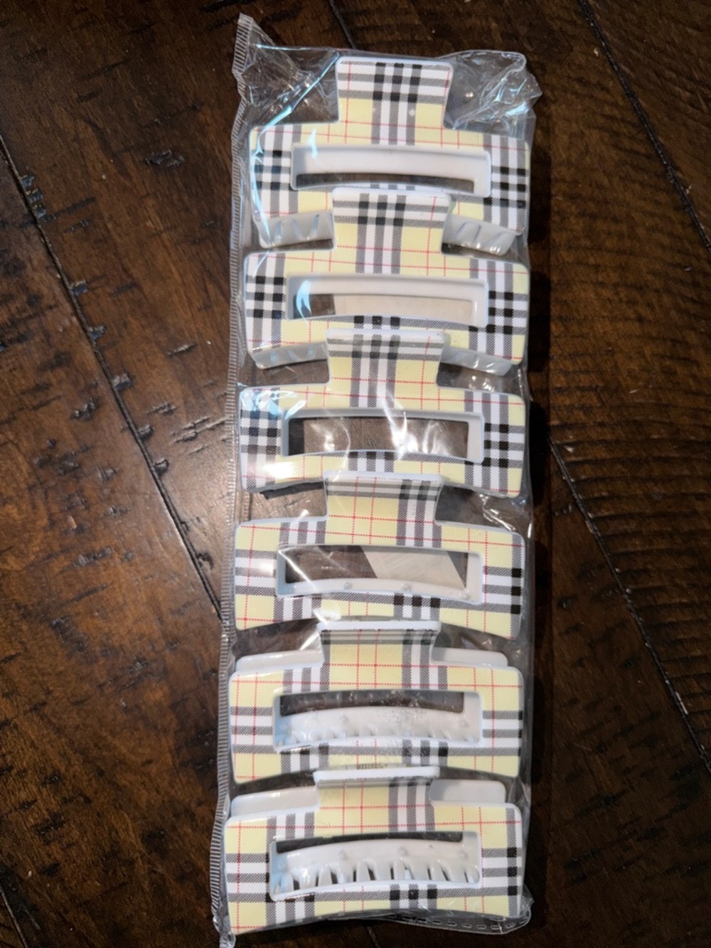 Plaid Rectangular Hair Claw Clips - Picture 2 of 2